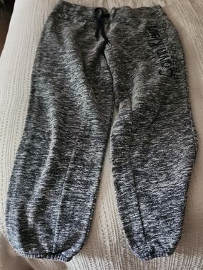 Calvin Klein Womens Navy And White Marled Jogger Sweatpants